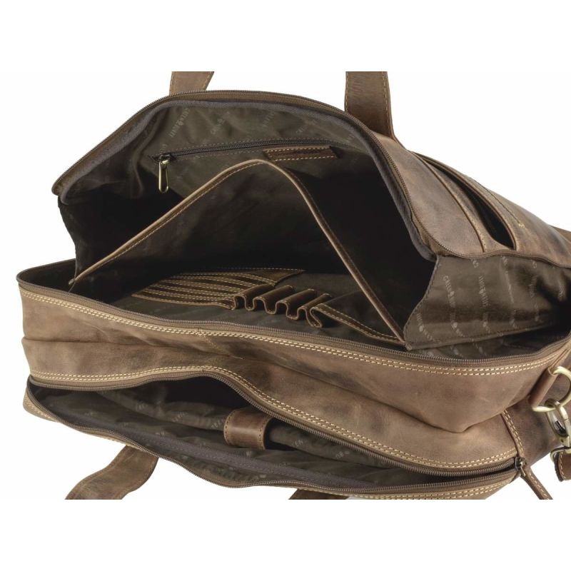Greenburry 17 Vintage Leather Laptop Bag Professional and Stylish