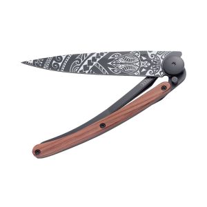 Deejo 37g Ultra Light Folding Pocket Knife with Belt Clip, Polynesian