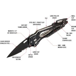 SmartKnife+ Folding Pocket Knife with multi-tool 15-in-1